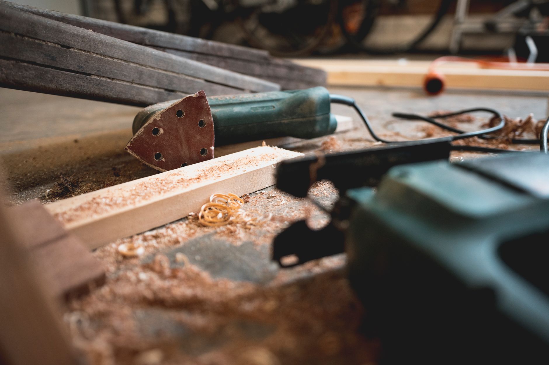 The Muar workshop floor with benches and timber